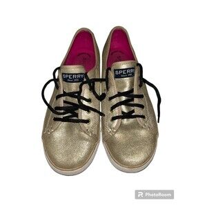 Womens gold Sperry shoes size 6 shiny gold